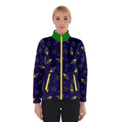 Yellow Iris On Navy Field Women s Bomber Jacket by PKHarrisPlace