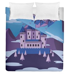 Illustration Castle Mountain Tower Sky Duvet Cover Double Side (queen Size) by danenraven