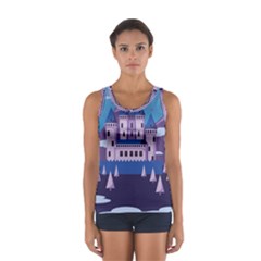 Illustration Castle Mountain Tower Sky Sport Tank Top  by danenraven