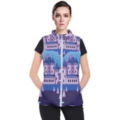 Illustration Castle Mountain Tower Sky Women s Puffer Vest