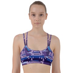 Illustration Castle Mountain Tower Sky Line Them Up Sports Bra by danenraven