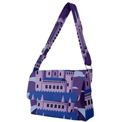 Illustration Castle Mountain Tower Sky Full Print Messenger Bag (s) by danenraven