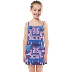 Illustration Castle Mountain Tower Sky Kids  Summer Sun Dress