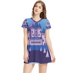 Illustration Castle Mountain Tower Sky Women s Sports Skirt by danenraven