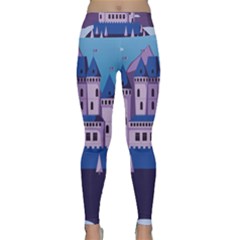 Illustration Castle Mountain Tower Sky Lightweight Velour Classic Yoga Leggings