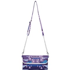 Illustration Castle Mountain Tower Sky Mini Crossbody Handbag by danenraven