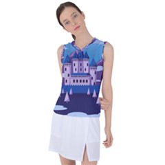 Illustration Castle Mountain Tower Sky Women s Sleeveless Sports Top by danenraven