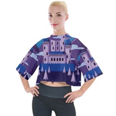 Illustration Castle Mountain Tower Sky Mock Neck Tee by danenraven