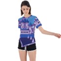 Illustration Castle Mountain Tower Sky Asymmetrical Short Sleeve Sports Tee View1