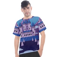 Illustration Castle Mountain Tower Sky Men s Sport Top by danenraven