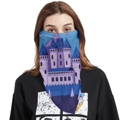 Illustration Castle Mountain Tower Sky Face Covering Bandana (triangle) by danenraven