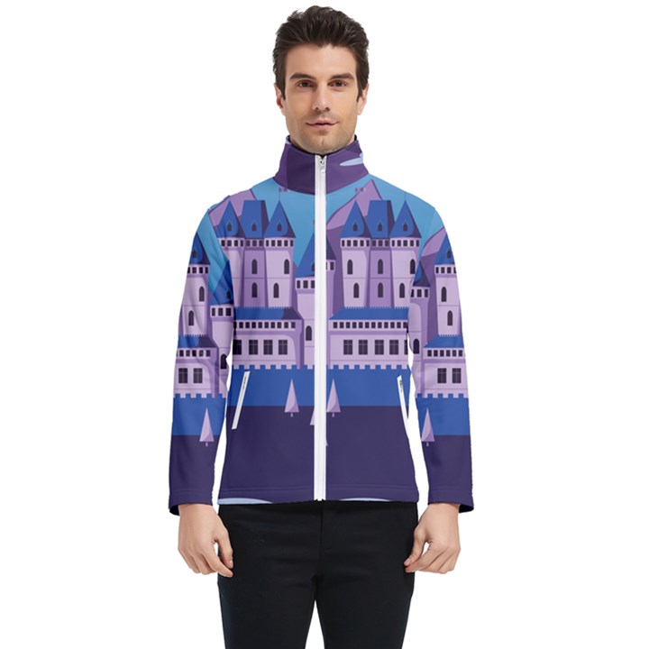 Illustration Castle Mountain Tower Sky Men s Bomber Jacket