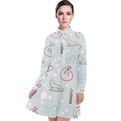 Winter Pattern Background Element Long Sleeve Chiffon Shirt Dress