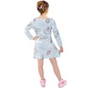 Winter Pattern Background Element Kids  Long Sleeve Velvet Dress View2