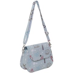 Winter Pattern Background Element Saddle Handbag