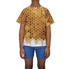 Honey Nature Bee Cute Wax Beeswax Kids  Short Sleeve Swimwear by danenraven