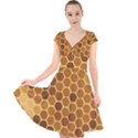 Honey Nature Bee Cute Wax Beeswax Cap Sleeve Front Wrap Midi Dress View1