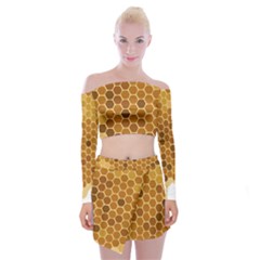 Honey Nature Bee Cute Wax Beeswax Off Shoulder Top With Mini Skirt Set by danenraven