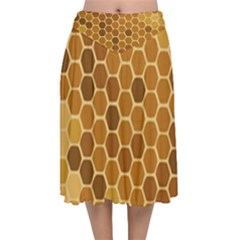 Honey Nature Bee Cute Wax Beeswax Velvet Flared Midi Skirt by danenraven