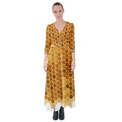 Honey Nature Bee Cute Wax Beeswax Button Up Maxi Dress by danenraven