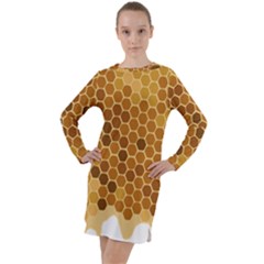 Honey Nature Bee Cute Wax Beeswax Long Sleeve Hoodie Dress by danenraven