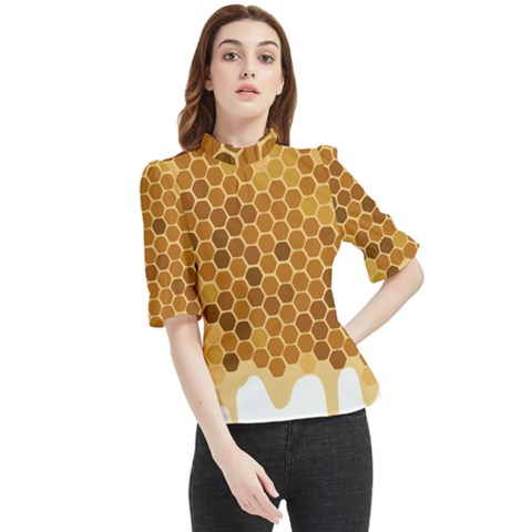 Honey Nature Bee Cute Wax Beeswax Frill Neck Blouse by danenraven