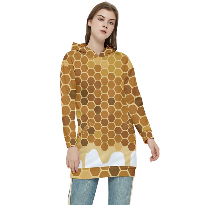 Honey Nature Bee Cute Wax Beeswax Women s Long Oversized Pullover Hoodie