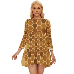 Honey Nature Bee Cute Wax Beeswax Long Sleeve Babydoll Dress by danenraven