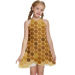 Honey Nature Bee Cute Wax Beeswax Kids  Halter Collar Waist Tie Chiffon Dress by danenraven