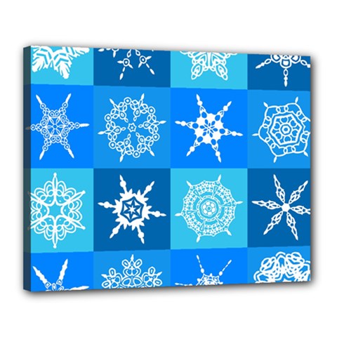 Xmas Christmas Pattern Snow Background Blue Decoration Canvas 20  X 16  (stretched) by danenraven