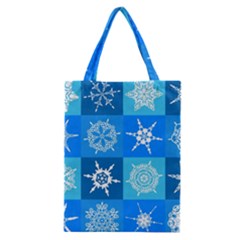 Xmas Christmas Pattern Snow Background Blue Decoration Classic Tote Bag by danenraven