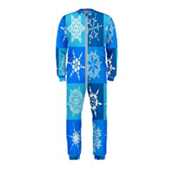 Xmas Christmas Pattern Snow Background Blue Decoration Onepiece Jumpsuit (kids)