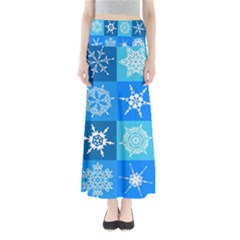 Xmas Christmas Pattern Snow Background Blue Decoration Full Length Maxi Skirt