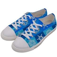 Xmas Christmas Pattern Snow Background Blue Decoration Men s Low Top Canvas Sneakers by danenraven