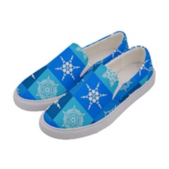 Xmas Christmas Pattern Snow Background Blue Decoration Women s Canvas Slip Ons by danenraven