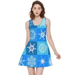 Xmas Christmas Pattern Snow Background Blue Decoration Inside Out Reversible Sleeveless Dress by danenraven