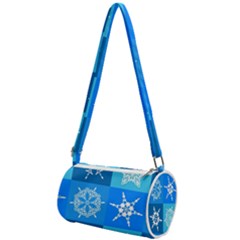 Xmas Christmas Pattern Snow Background Blue Decoration Mini Cylinder Bag