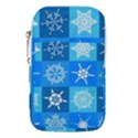 Xmas Christmas Pattern Snow Background Blue Decoration Waist Pouch (Small) View1