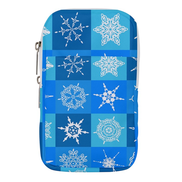 Xmas Christmas Pattern Snow Background Blue Decoration Waist Pouch (Small)