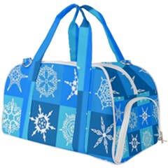 Xmas Christmas Pattern Snow Background Blue Decoration Burner Gym Duffel Bag by danenraven