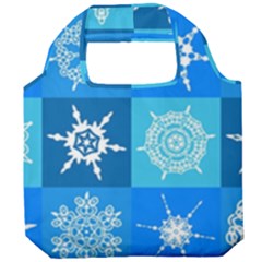 Xmas Christmas Pattern Snow Background Blue Decoration Foldable Grocery Recycle Bag by danenraven