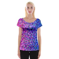 Abstract Triangle Tile Mosaic Pattern Cap Sleeve Top by danenraven