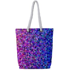 Abstract Triangle Tile Mosaic Pattern Full Print Rope Handle Tote (small) by danenraven