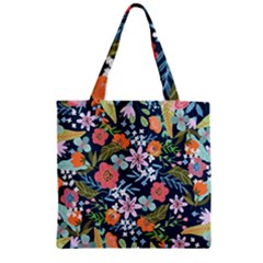 Flower Floral Background Painting Zipper Grocery Tote Bag by danenraven