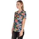 Flower Floral Background Painting Women s V-Neck Scrub Top View2