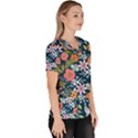 Flower Floral Background Painting Women s V-Neck Scrub Top View3