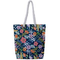 Flower Floral Background Painting Full Print Rope Handle Tote (small) by danenraven