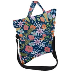 Flower Floral Background Painting Fold Over Handle Tote Bag by danenraven