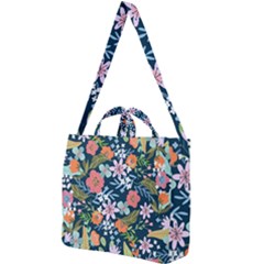 Flower Floral Background Painting Square Shoulder Tote Bag by danenraven