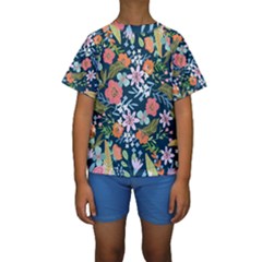 Flower Floral Background Painting Kids  Short Sleeve Swimwear by danenraven